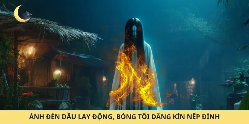 Ánh đèn dầu lay động, bóng tối dâng kín nếp đình