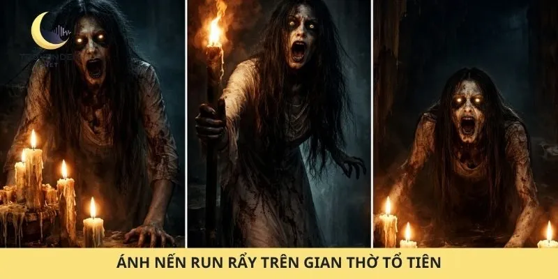 Ánh nến run rẩy trên gian thờ tổ tiên