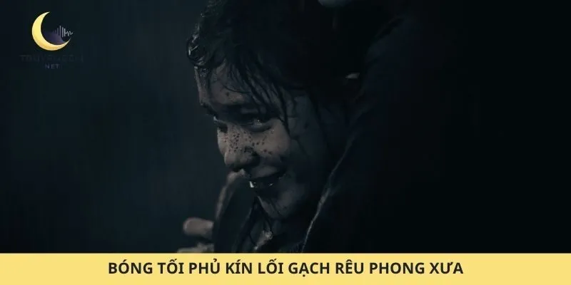 Bóng tối phủ kín lối gạch rêu phong xưa